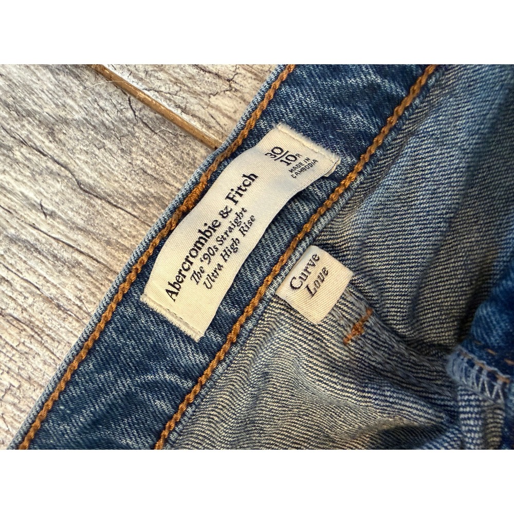 Abercrombie & Fitch The 90s Straight Jeans‎ 30 10R 10 Curve Love Ultra High Rise - Picture 2 of 12